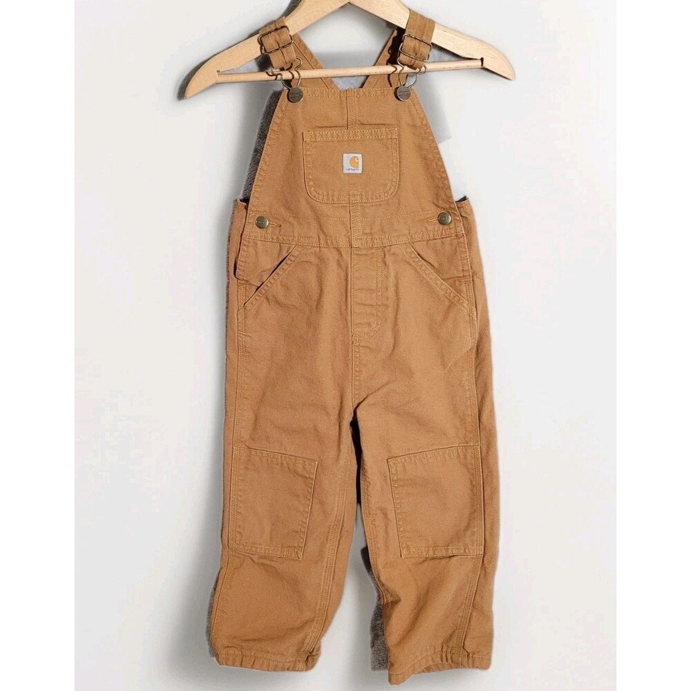 Carhartt Overalls Bibs‎ Boys 3T Duck Canvas Brown Tan
